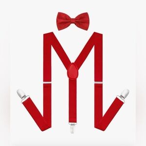 Men’s Red Suspenders and Bow Tie Set